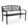 50" Iron&PVC Outdoor Courtyard Decoration Park Leisure Bench - as picture