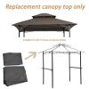 8x5Ft Grill Gazebo Replacement Canopy; Double Tiered BBQ Tent Roof Top Cover - Brown