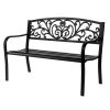 50" Iron&PVC Outdoor Courtyard Decoration Park Leisure Bench - as picture
