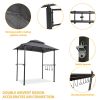 Outdoor Grill Gazebo 8 x 5 Ft, Shelter Tent, Double Tier Soft Top Canopy and Steel Frame with hook and Bar Counters, Grey - as pic