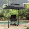 Outdoor Grill Gazebo 8 x 5 Ft, Shelter Tent, Double Tier Soft Top Canopy and Steel Frame with hook and Bar Counters, Grey - as pic