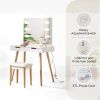 Wooden Vanity Table Makeup Dressing Desk with LED Light,dressing table with USB port,White - as Pic