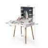 Wooden Vanity Table Makeup Dressing Desk with LED Light,dressing table with USB port,White - as Pic