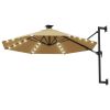 Wall-mounted Parasol with LEDs and Metal Pole 118.1" Taupe - Taupe