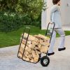 Firewood Cart 220LBS with Large Wheels, Fireplace Log Rolling Caddy Hauler, Wood Mover Outdoor Indoor Storage Holder Rack, Heavy Duty RT - black