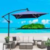 Rectangle 2x3M Outdoor Patio Umbrella Solar Powered LED Lighted Sun Shade Market Waterproof 8 Ribs Umbrella with Crank and Cross Base for Garden Deck