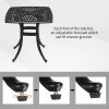 Outdoorr Cast Aluminum Square Table, End Table Side Table for Paio Backyard Pool, Cast Aluminum Cocktail Table, Outdoor Bar Table, Black - as picture