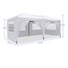 10 x 20 ft Heavy Duty Awning Canopy Pop Up Gazebo Marquee Party Wedding Event Tent with 6 Removable Sidewalls & Carry Bag - White
