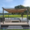 13 x 10 Ft Outdoor Patio Retractable Pergola; Beige - as picture