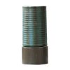 19.5x19.5x43.5" Large Concrete Cylinder Green & Brown Ribbed Water Fountain, Outdoor Bird Feeder / Bath Fountain, Modern Industrial Style - as Pic