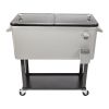 Outdoor 80QT Rolling Party Iron Spray Cooler Cart Ice Bee Chest Patio Warm Shelf - Silver