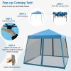10 x 10 Feet Pop Up Canopy with Mesh Sidewalls and Roller Bag - Blue