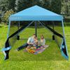 10 x 10 Feet Pop Up Canopy with Mesh Sidewalls and Roller Bag - Blue