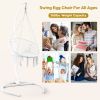 Outdoor Hanging Swing Chair with Stand, Boho Swinging Hammock Chairs with Stand for Bedroom, Patio, Porch, Outdoor and Indoor - White