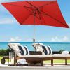 Support Dropshipping Led Red Garden Outdoor Adjustable Title 10 Ft Patio Umbrella With Solar Lights - as Pic