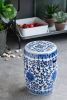 Ceramic Garden Stool, Blue and White Small Side Tabel, D11" x 16" - as Pic