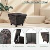 Outdoor PE Wicker Side Table with Storage, Small Patio Storage Bin Container for Hose Cushion Towel, Brown - as picture