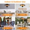 1500W Outdoor Hanging Patio Heater Ultra-Quiet Electric Heating Lamp  - Black
