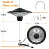 1500W Outdoor Hanging Patio Heater Ultra-Quiet Electric Heating Lamp  - Black