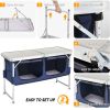 4 Ft Folding Camping Table with Storage - as picture
