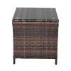 Glass Surface Brown Gradient Iron Frame Rattan Side Table - as picture