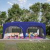 10'x20' EZ Pop Up Canopy Outdoor Portable Party Folding Tent with 6 Removable Sidewalls + Carry Bag + 6pcs Weight Bag Beige Blue - as Pic