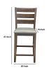 Wooden Pub Height Chairs With Slatted Back and Footrest, Set of Two, Brown and Gray - as Pic