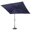 Adjustable Tilt Led Lights Blue Rectangular Patio Large Umbrella For Beach Outside Outdoor - as Pic