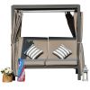 Direct Wicker Steel Lounger With Shade and Curtain, Adjustable Back Outdoor Daybed - Brown