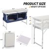 4 Ft Folding Camping Table with Storage - as picture