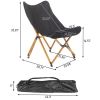 2pcs Folding Outdoor Camping Chair, Portable Stool for Fishing Picnic BBQ, Ultra Light Aluminum Frame with Wood Grain Accent, Black - as picture