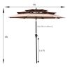 9Ft 3-Tiers Outdoor Patio Umbrella with Crank and tilt and Wind Vents for Garden Deck Backyard Pool Shade Outside Deck Swimming Pool - as Pic
