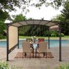 12 x 9 Ft Outdoor Pergola Retractable Shade Canopy Arched Gazebo with Adjustable Waterproof Sun Shade Pergola for Garden Lawn Deck (Beige) - as Pic