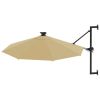 Wall-mounted Parasol with LEDs and Metal Pole 118.1" Taupe - Taupe