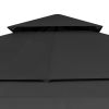 Gazebo with Double Extending Roofs 9.8'x9.8'x9' Anthracite 0.6 oz/ft¬≤ - Grey