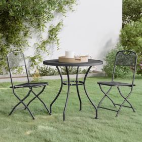 3 Piece Patio Dining Set Expanded Metal Mesh Anthracite (Color: Anthracite)